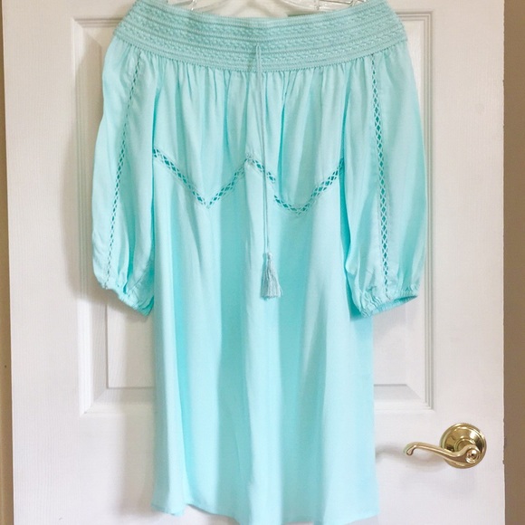 Tiffany Blue Off Shoulder Dress - Picture 9 of 11
